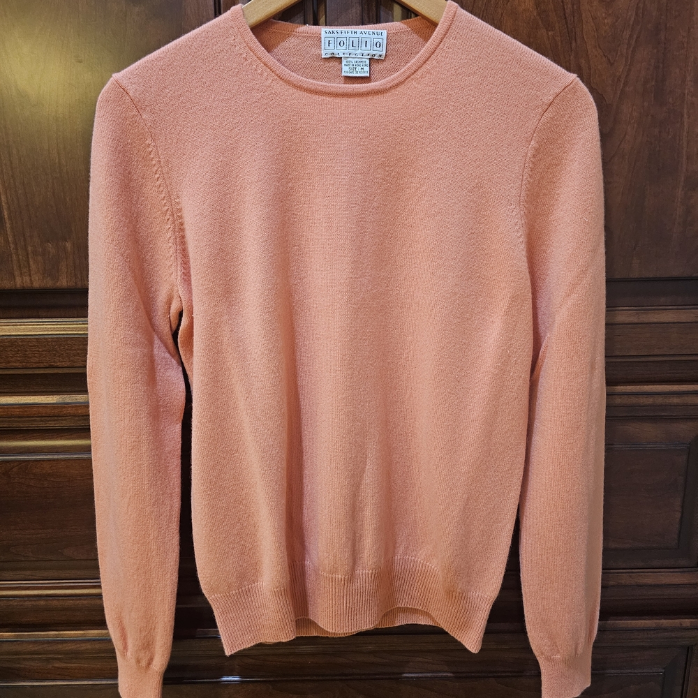 Saks Fifth Avenue Coral Crew Neck Sweater